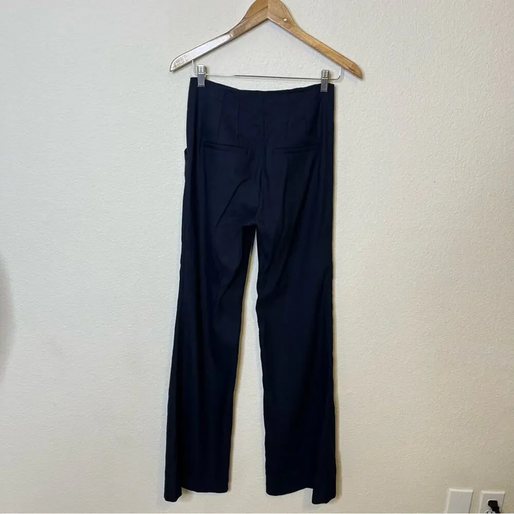 Veronica Beard Komi Linen Blend Flared Pants Center Seam Womens Size 0 - Picture 7 of 8